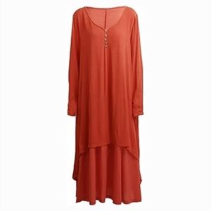 Chic Long Sleeve Orange Dress